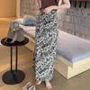 Korean Style Summer Straight Skirt for Ladies Elegant Floral Print High-Grade Side Split Slim Figure-Flattering Chic Daily Skirt