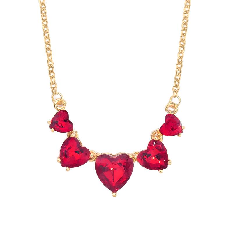 Double Wear Love Necklace, Women'S High Sense Versatile Temperament Heart-Shaped Gemstone Pendant Jewelry