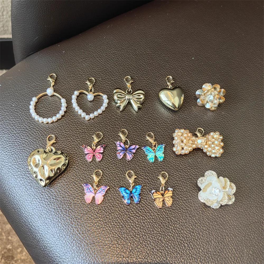 4Pcs/6Pcs Premium Butterfly Shoe Charms Gold Pearl Heart ShoeLace Decoration Buckles Shoe Laces Charms for Sneakers Decorations
