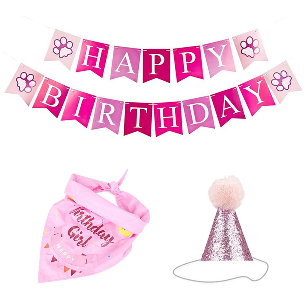 Happy Birthday Pet Holiday Products for Dogs Cats Mascotacs Accessories Party Cosplay Dog Cat Birthday Hat Bandana Bow Tie Set