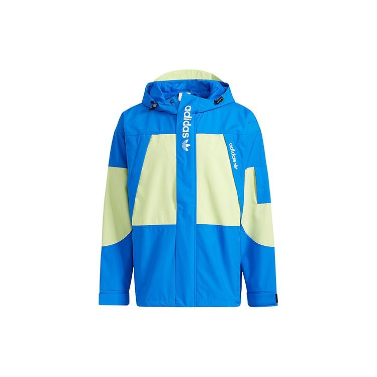 adidas originals Logo Printing Colorblock Woven Sports Hooded Jacket Blue Men s H07079 M