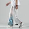 National Style Chinese Style Color Matching Wide-leg Pants Men's Summer Thin Casual Wide Pants Plus Size Trousers