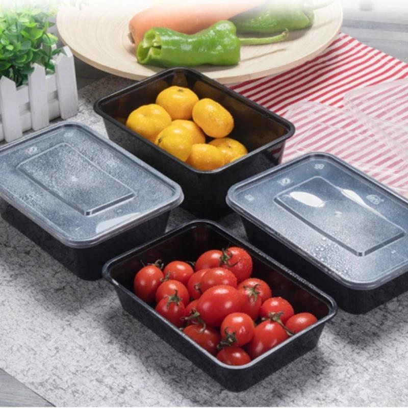 10Pcs Disposable Food Boxes With Lid Thickened Lunch Food Packing Box Take Out Food Containers Kitchen Fridge Food Storage Boxes