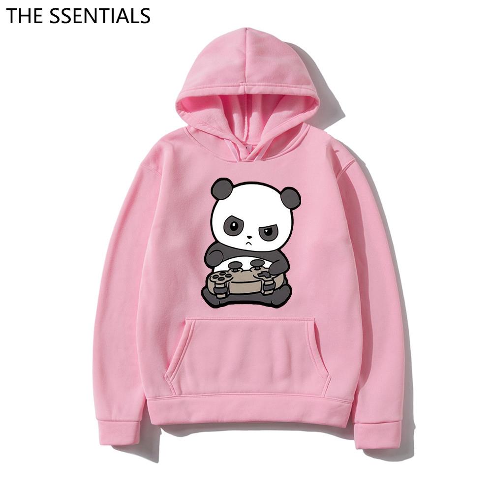 2022 Felpe con Cappuccio Panda Kawaii Unisex Harajuku Needs More Boba Felpa con Cappuccio Unisex Primavera Autunno Estetica Cartone Animato Grafica Felpa