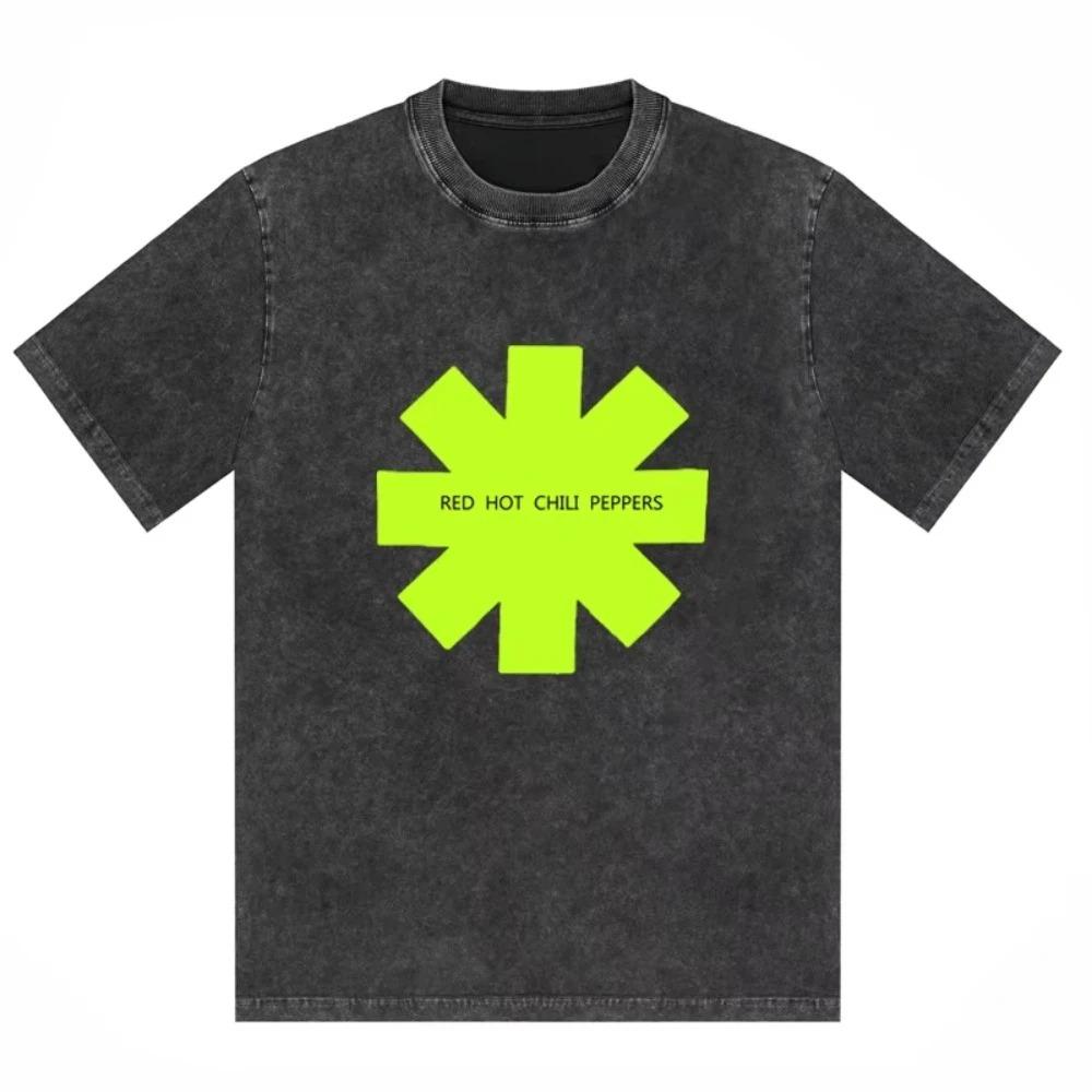 

Red Hot Chili Peppers Band Washed Oversized Cotton T Shirt Men Women Streetwear Hip Hop Trend Short Sleeve Female Male Clothing S