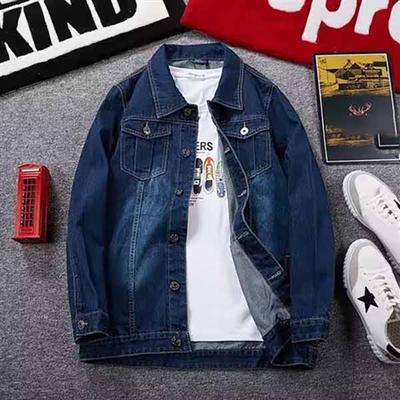 Giacca da Lavoro in Denim da Uomo Sottile per Primavera e Autunno con Collo a Revers, Taglie Forti, Chiusura a Bottoni