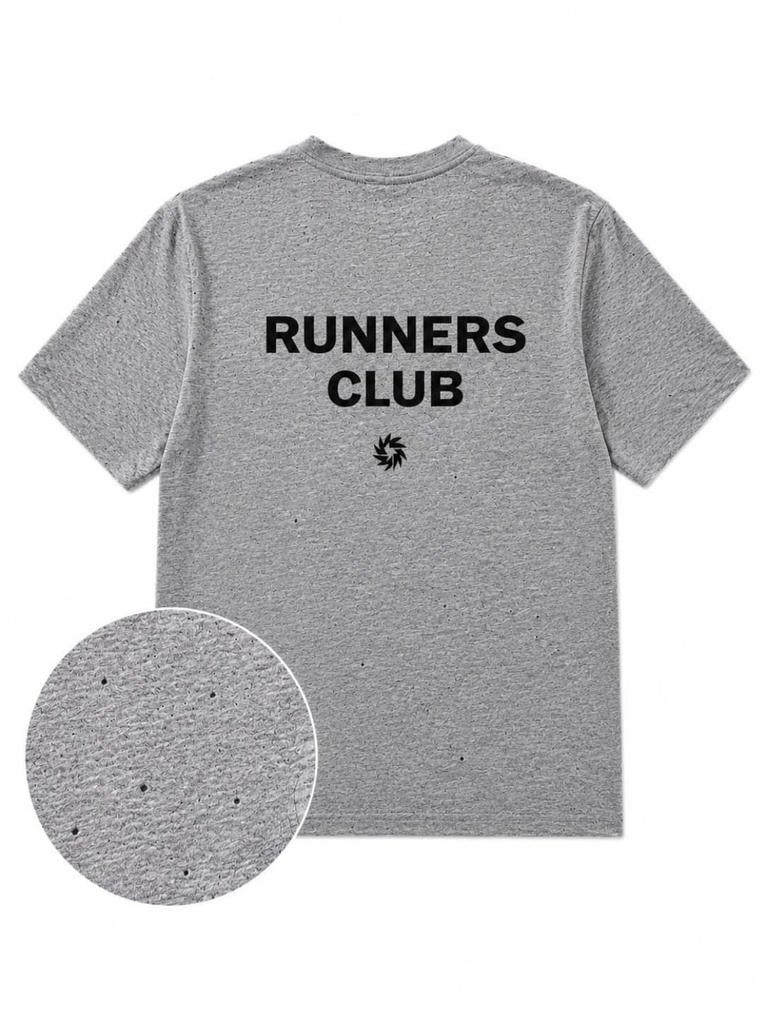 Beleubeuliseu Punched Dry Runners Club Crop Short Sleeve T-Shirt (Gray)
