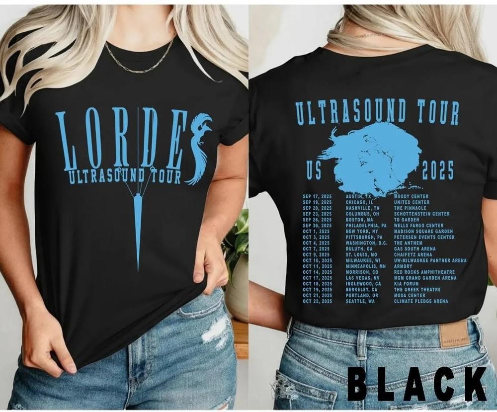 2 Sides Lorde Ultrasound Tour 2025 Unisex Black S5XL Tshirt SN200 Unisex T-Shirt S