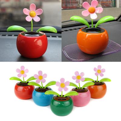 Solar Powered Dancing Swinging Animated Flower Toy Car Styling Home Decoration