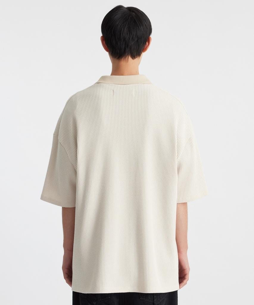 Keontempoleolieokauncheu Waffle Texture Oversized Polo Shirt Cream [Men'S]