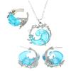 Ocean Friendship Ring Unique Dating Jewelry Set Stylish Ocean Earrings Fashion Pendant Necklace for Daily and Party