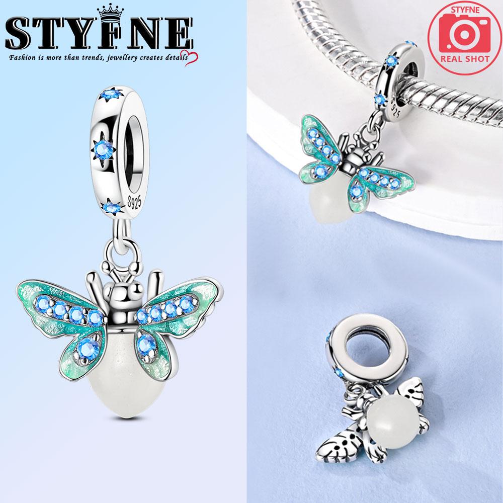 Copper Pink Purple Blue Luminous Fireflies Charms Beads Pendant Fit Original Bracelet Diy Fine Jewelry For Women