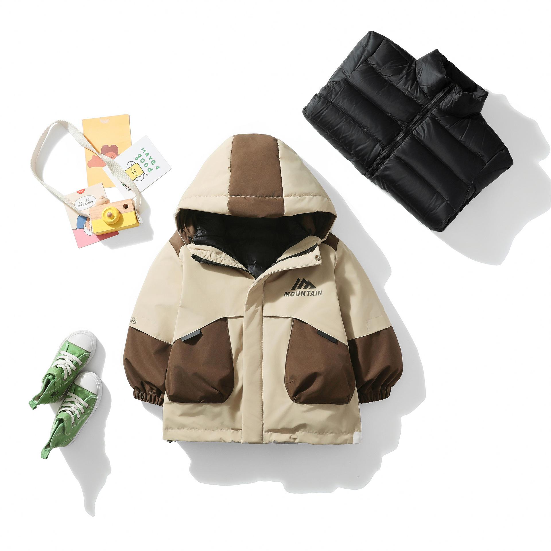 

Children s Detachable Two-Piece Down Jacket - 90% Down, Warm Fashion for Boys & Girls 110 cm хаки