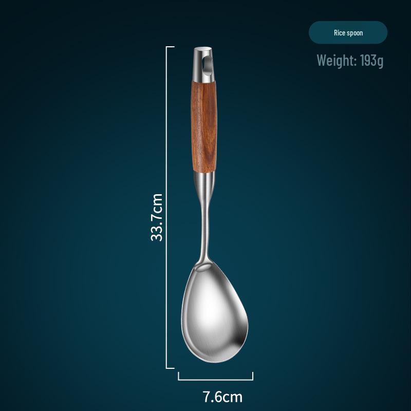316 Stainless Steel Rosewood Kitchen Utensil Set: Thickened Slotted Spoon, Soup Spoon, Stir-Fry Spatula