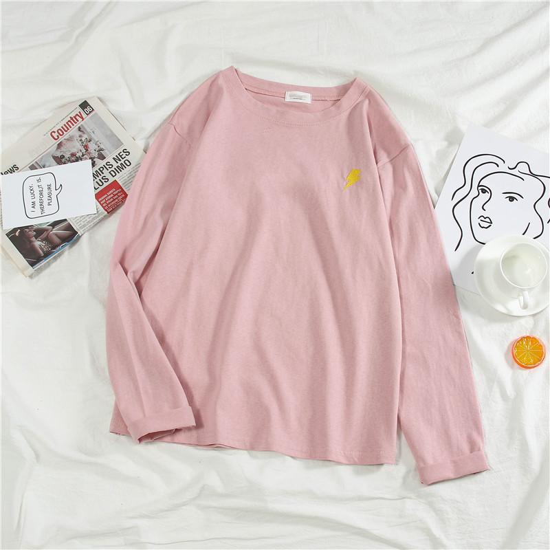 Women Cartoon Embroidery Shirts Tops Autumn Long Sleeve Harajuku Pullover Casual Loose Student Funny Blouses