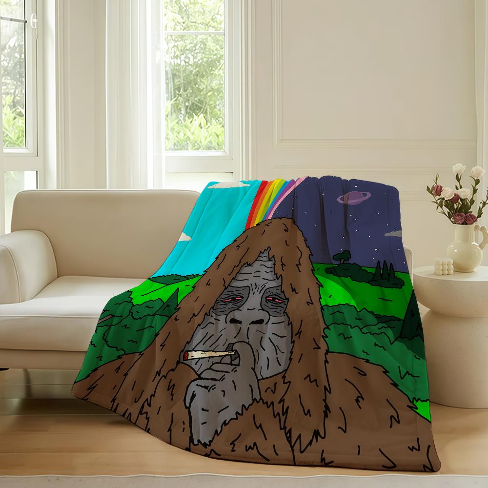 Funny S-Sassy the Sasquatch Blanket For Sofa Office Bed Plane Travel Sleep Read Relax Camping Soft And Warm