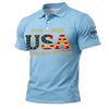 Men’s Short Sleeve Polo Shirt with USA 250 Years of Freedom Letter Print Classic Fit Soft Fabric Casual Top