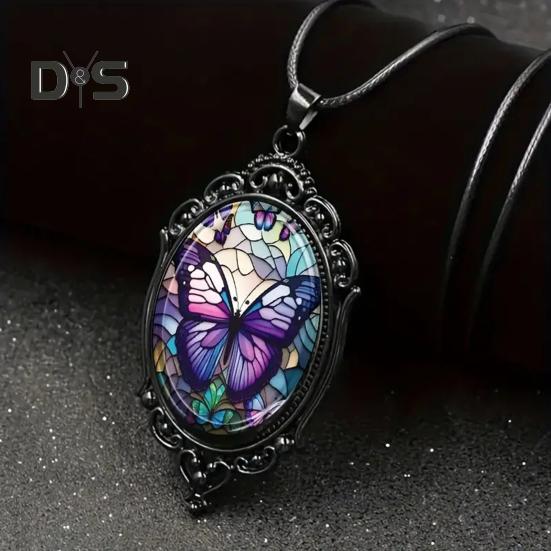 Naszyjnik z motylem dla kobiet Retro Alloy Fioletowy naszyjnik z motylem Biżuteria damska Prezent na randkę Codzienny ubiór