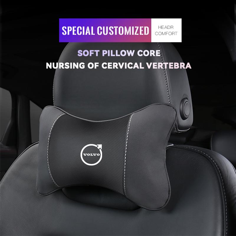 1Pcs Auto Headrest Car Logo Seat Neck Pillow For Volvo S80 T6 V90 EX30 EM90 C40 S40 S80L XC-Classic C70 CX70 Rdesign Olestar AWD