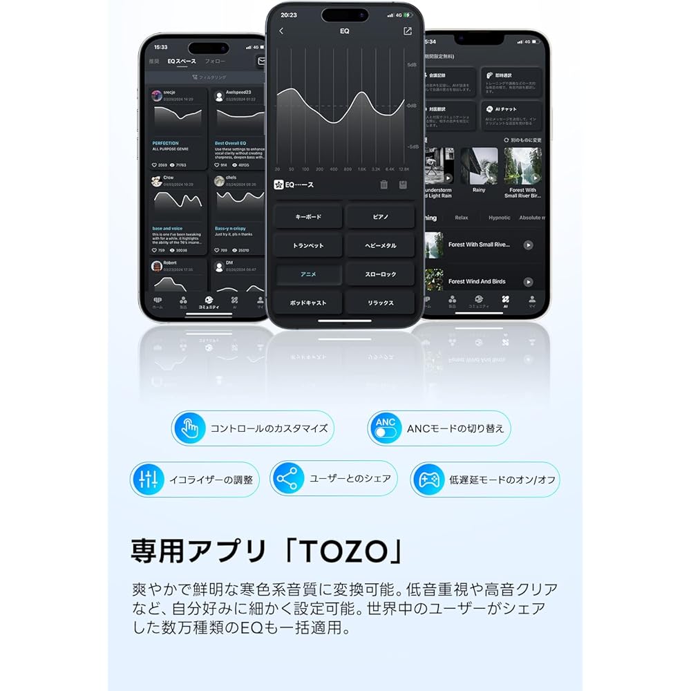 [VGP 2026 Award Winner] TOZO NC9 Earphones Bluetooth Wireless Earphones Active Noise Cancellation 45dB Reduction Compact and Lightweight Mid-Low Frequ