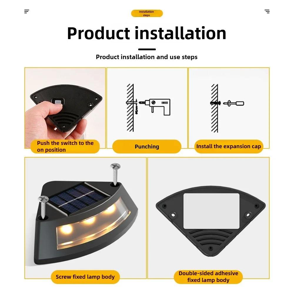 Solar Powered Step Lights Outdoor Garden Staircase Patio Walkway LED Decorative Lights Waterproof for Home Steps Outdoor Light