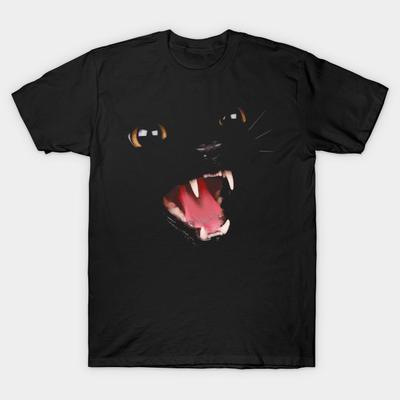 Men Black Print T-shirt Cat No-Cut Transfer Paper Print Cotton Tshirt