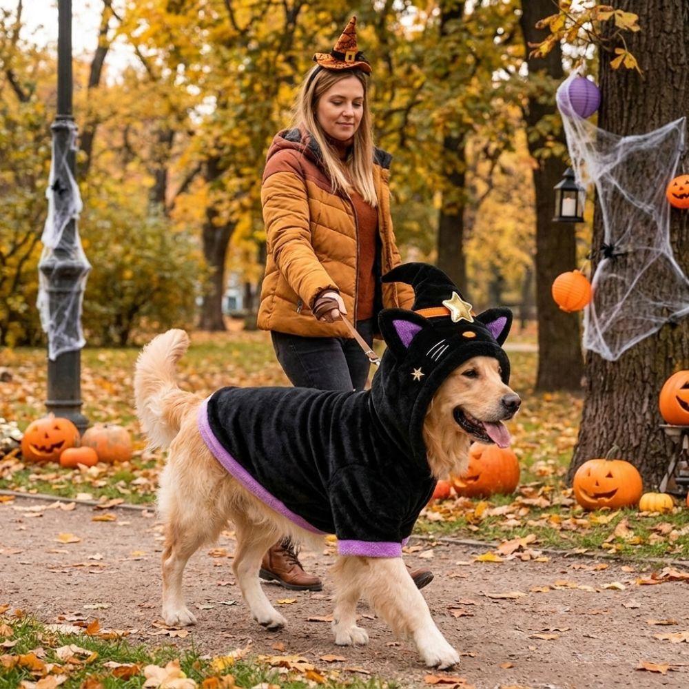 Breathable Witch Hat Dog Hoodie Soft Fabric Dog Hoodie Sweatshirt Pet Cosplay Costume Daily Wear