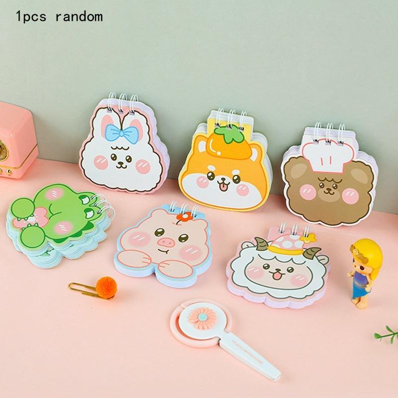 

Cute Pet Special Shaped Coil Notebook Cartoon Animal Simple Word Horizontal Line Portable Pocket Notepad Student School Supplies