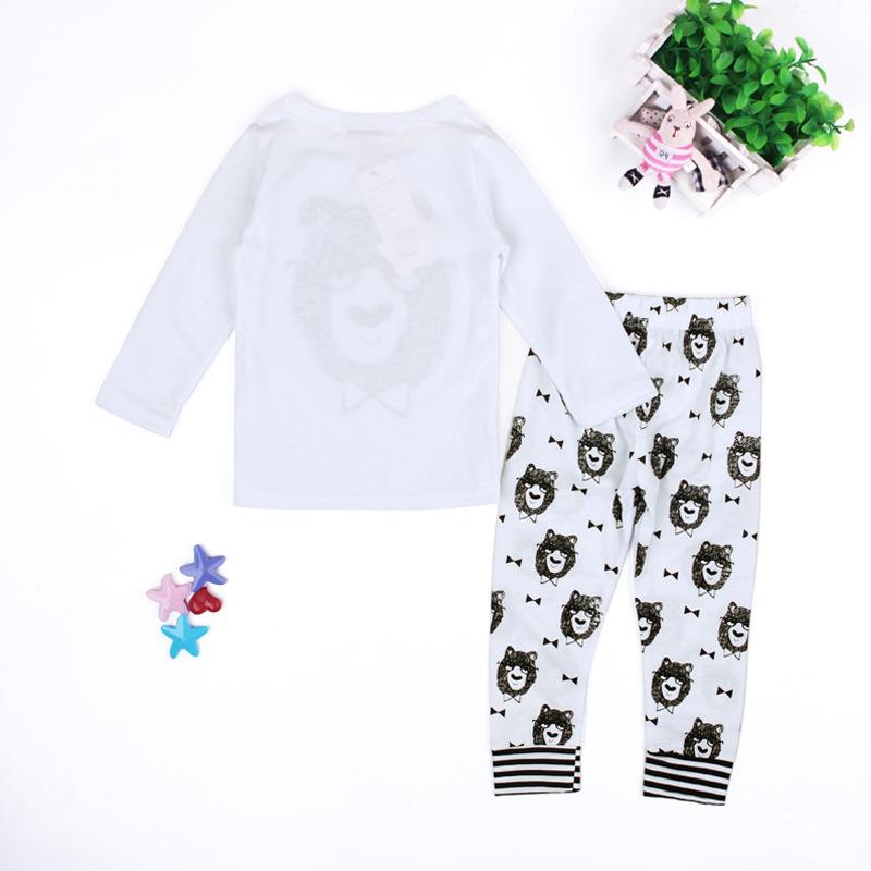 Kids' Spring & Autumn Set: White Monster Long Sleeve & Pants (2-Piece)