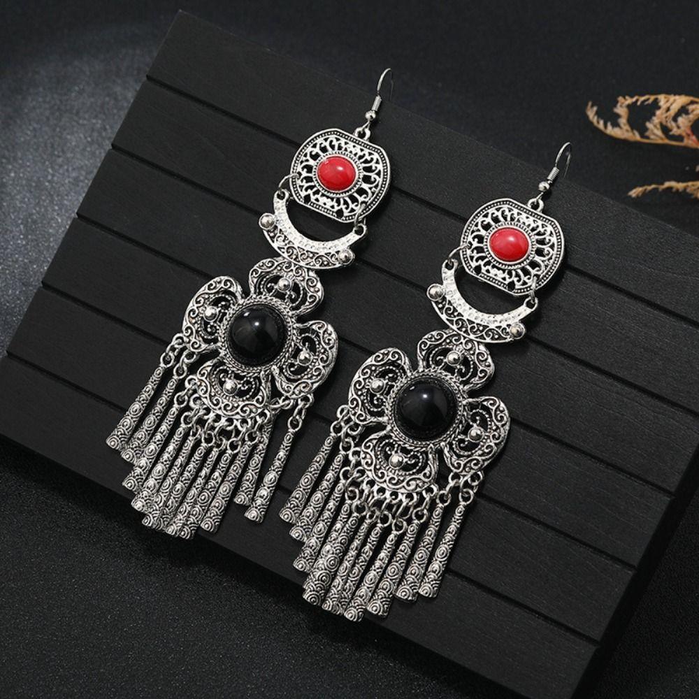 Thai Style Rhinestone Pearls Ear Drop Zinc Zinc Alloy Ethnic Style Ear Studs Retro Tassel Earrings Party