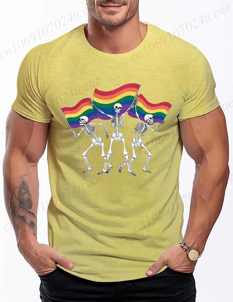 Men Women TShirt Skeleton LGBT Rainbow Pride Month T Shirts Fashion Tee Shirt Streetwear Casual Summer Unisex Tee Clothing Tops