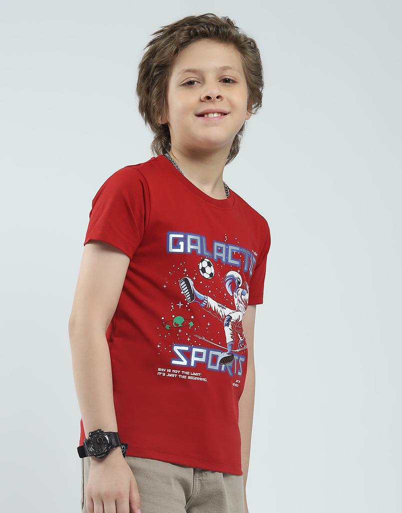 Monte Carlo Boy's Regular Fit Printed Half Sleeve T-Shirt