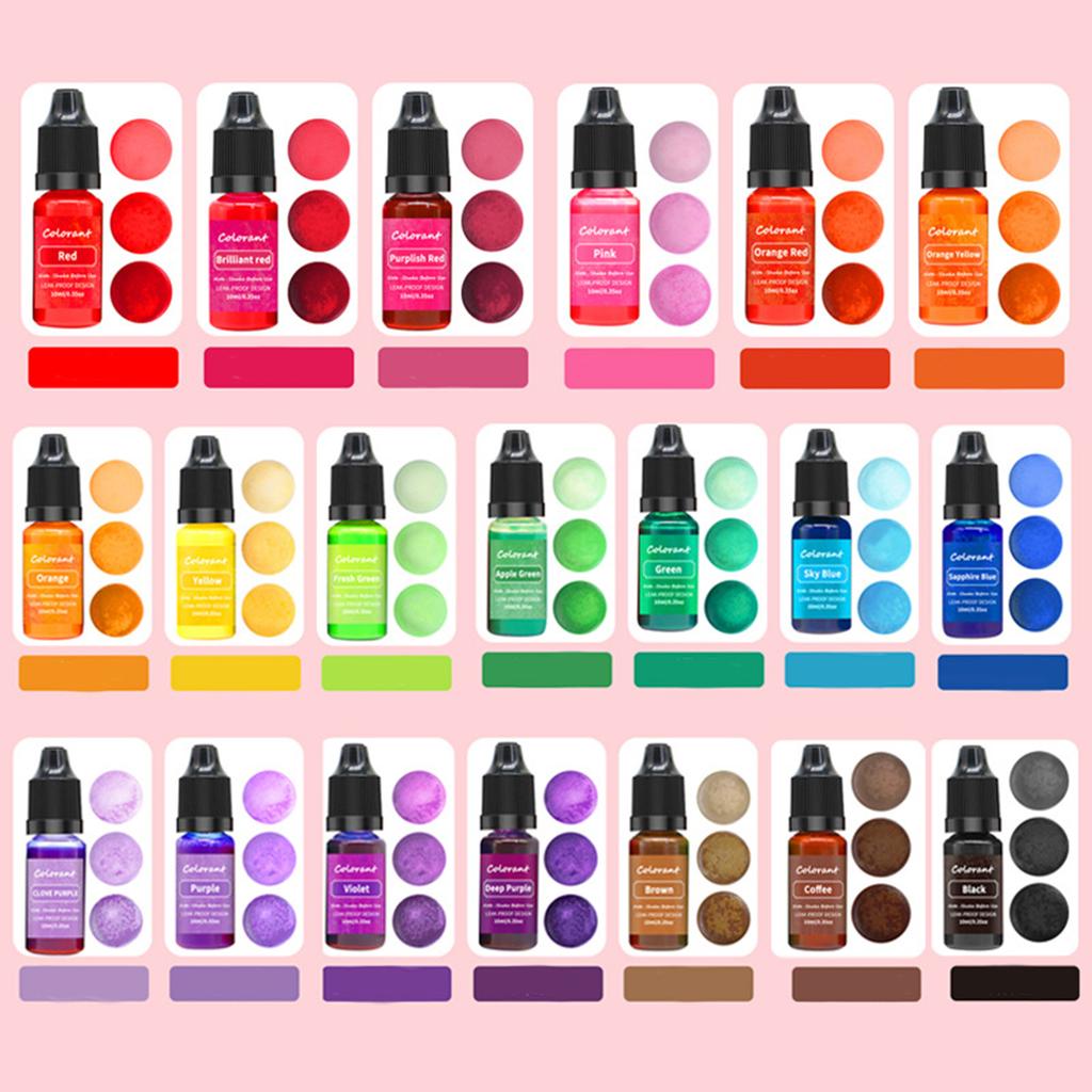 20 st Ljusfärgfärgämne Färgämne för Ljusframställning Ljus Pigmentfärgfärger DIY Handgjord Tvål Ljusframställning 10ml Flytande Badfärgämne