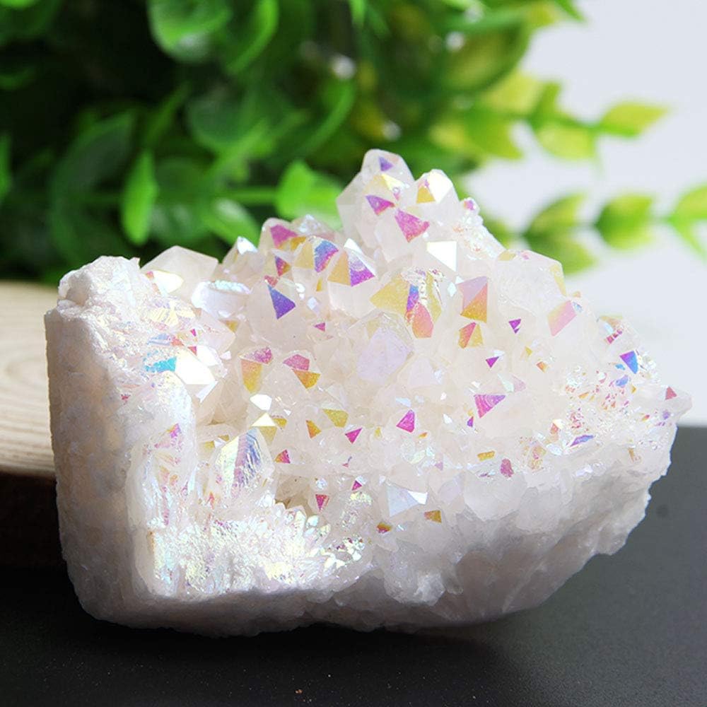 

Wixine 1Pcs White Angel Aura Quartz Point Electroplated Crystal Cluster Healing Stone