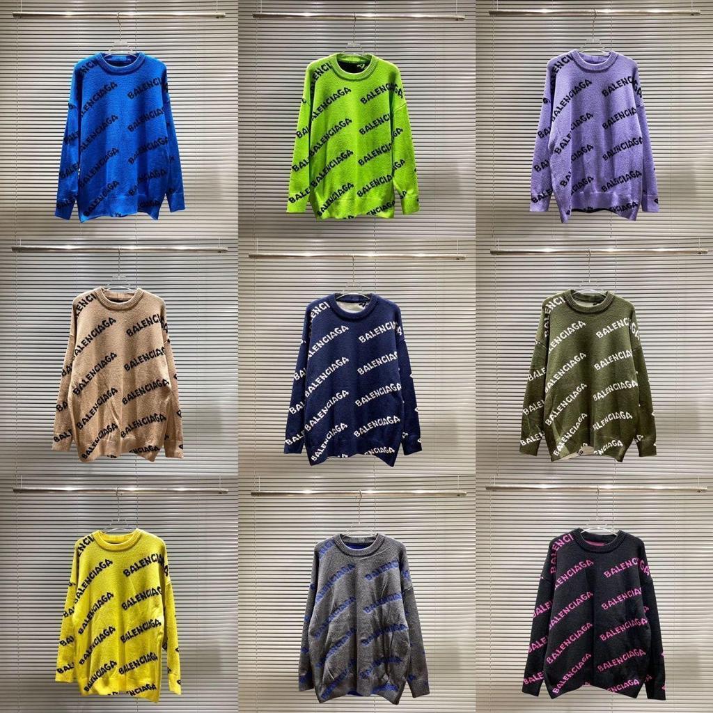 Unisex-Strickpullover mit Rundhalsausschnitt und Allover-Logo (Modelljahr 2025) – Lockere Passform, lässiger Stil