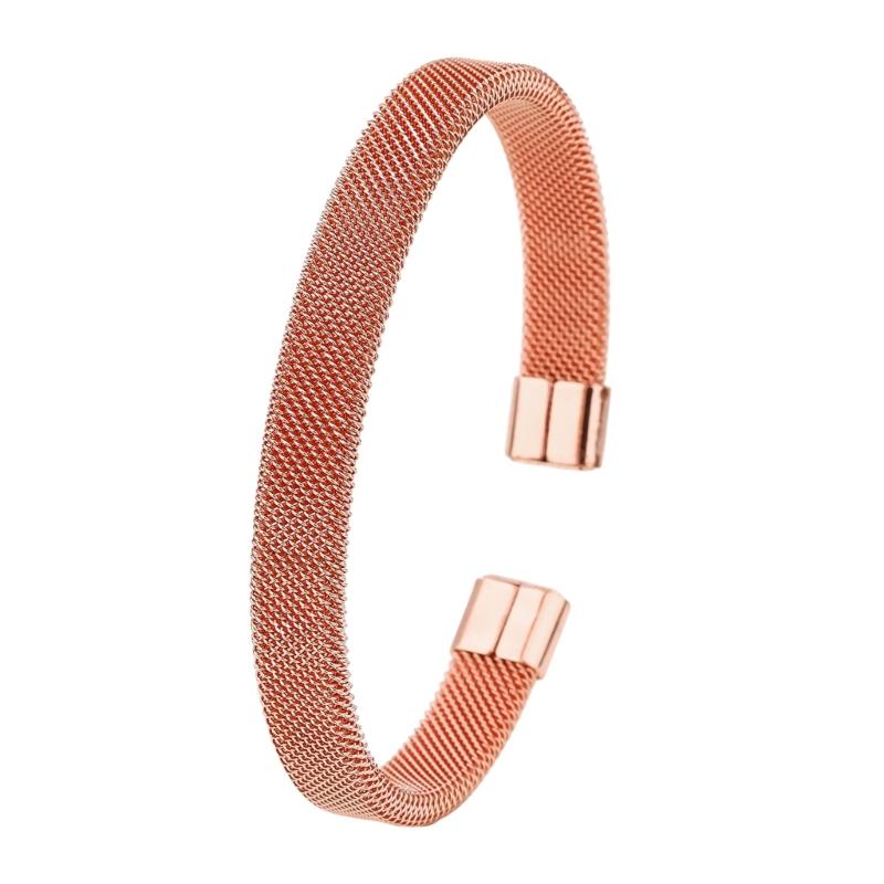 Stainless Steel C Shaped Mesh Open Bangle Bracelet Fashion Jewelry Gift Unisex C Shaped Bangle for Women Men