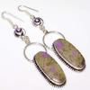 Long Purpurite Amethyst 925 Silver Plated Earrings 3.4" Casual Chic Jewelry J0G45