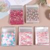 100Pcs Heart Shaped Transparent Candy Bag Biscuit Snacks Plastic Bag Baking Decoration Packaging Self-Adhesive Bag