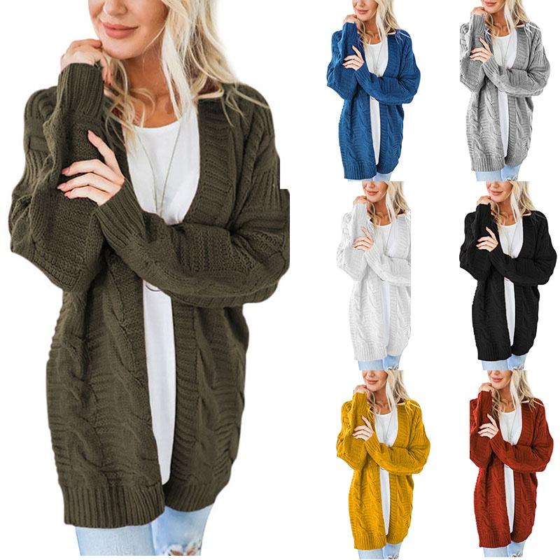 Elegant Women Cardigan Sleeve With Loose Long Fashionable Casual Knitted Sweater