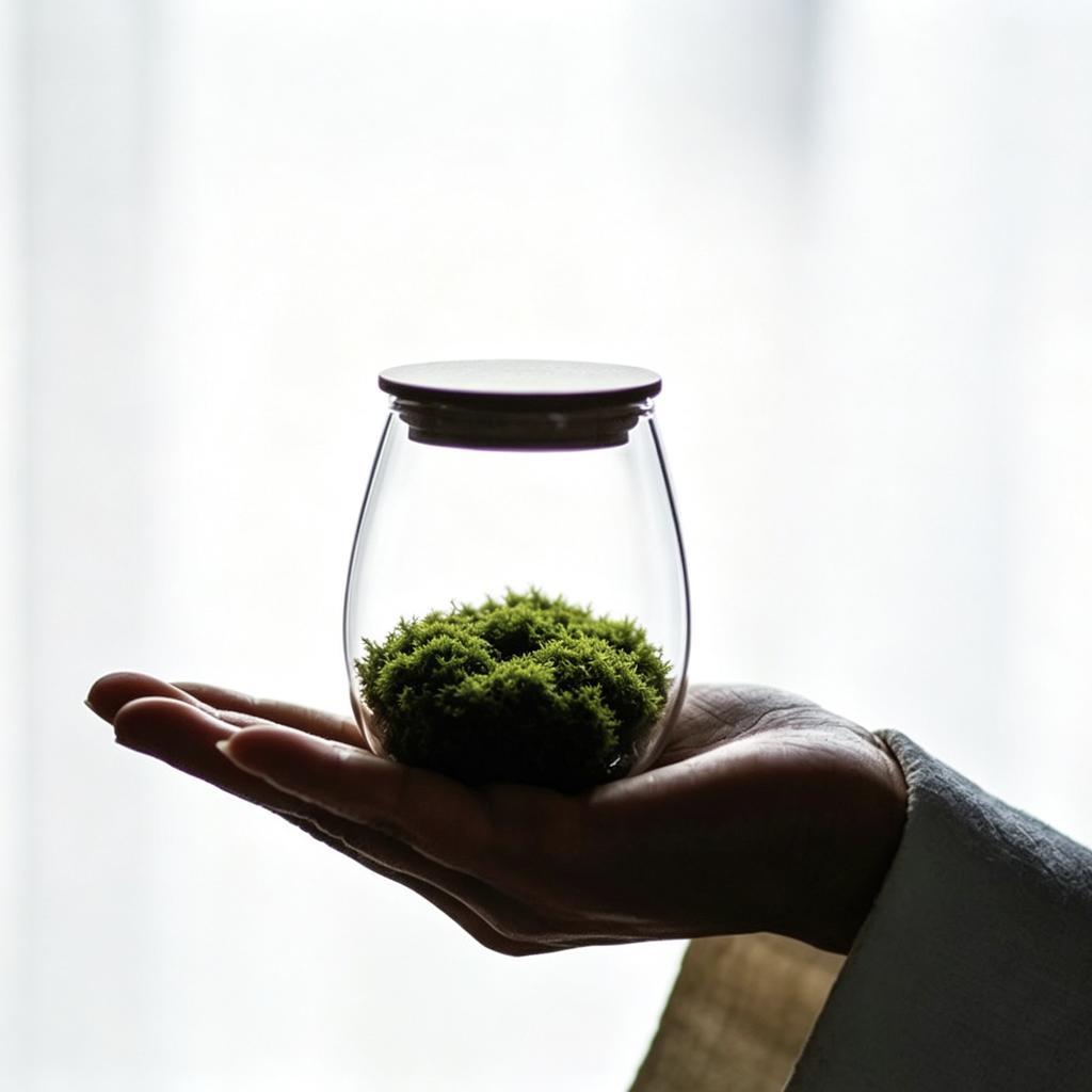 Moss Micro Landscape Small Glass Bottle with Lid Plant Terrarium Jar Vase Container Home Green Plant Decor