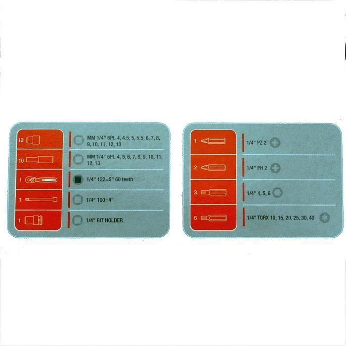 BAHCO Coffret De 37pcs Douilles Métriques 1/4"et Embouts SL25L