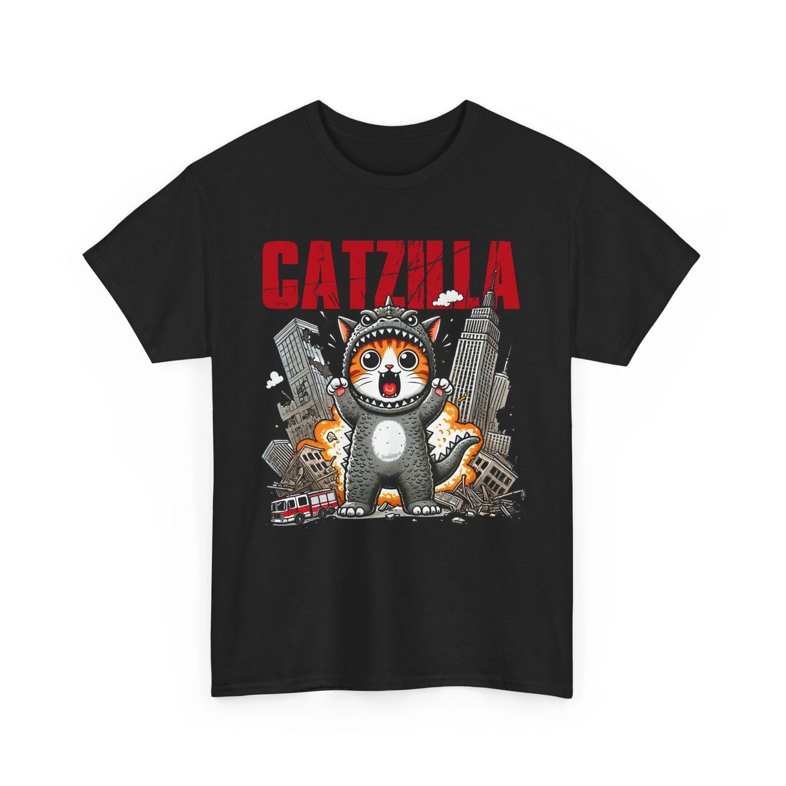 Catzilla Cat Monster T-Shirt – Funny Godzilla Cat Graphic Tee S