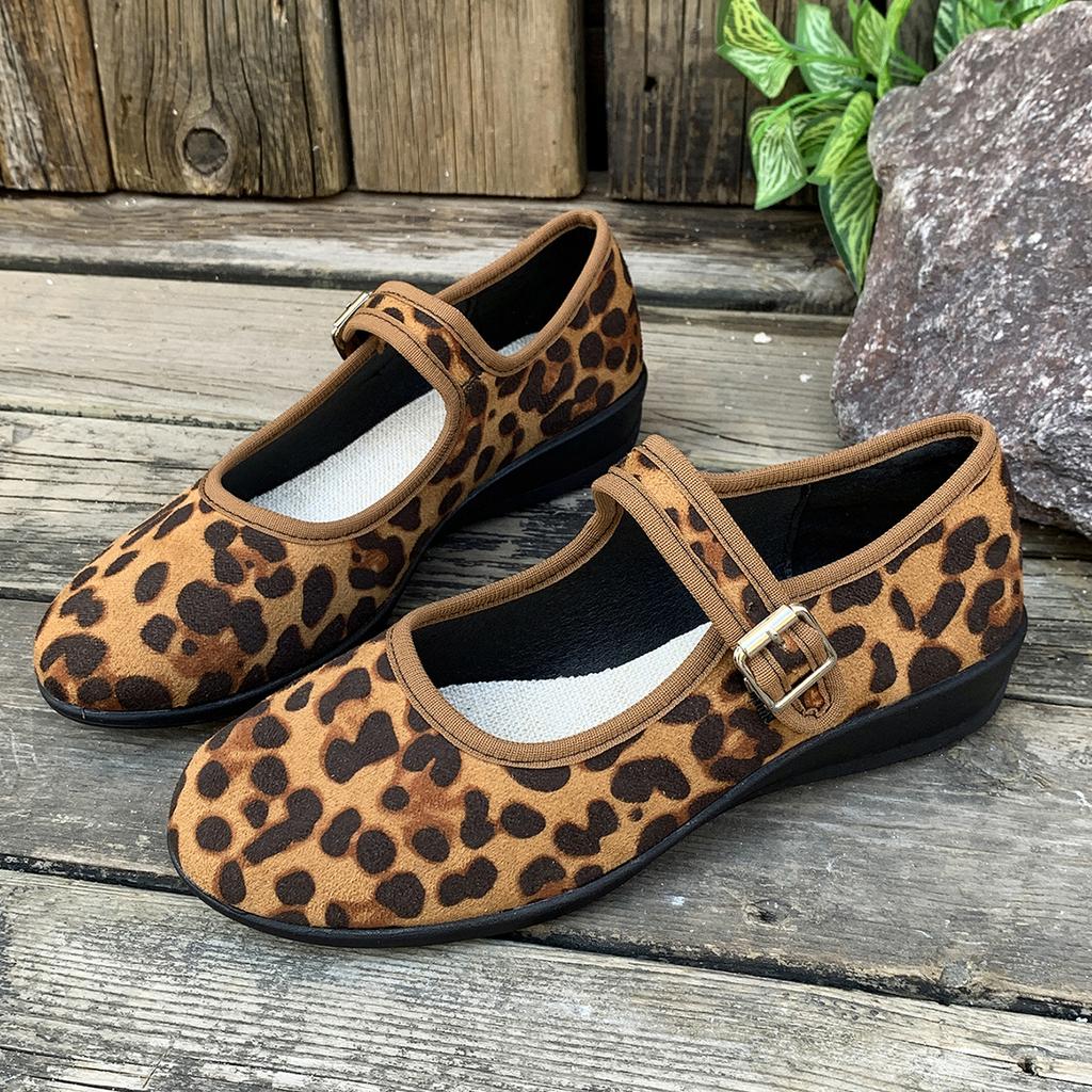 2025 Neue Outdoor Damen Ballerinas Bequeme Damen Slipper Runde Zehen Leopardenmuster Niedrige Freizeitschuhe Leichte Trendschuhe