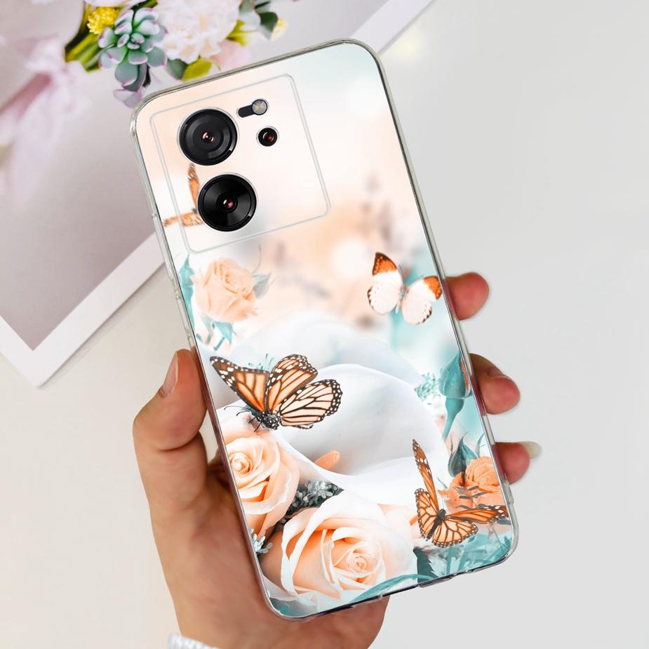 For Xiaomi 13T Pro Case Luxury Painted Back Cover Clear Silicone Phone Case For Xiaomi Mi 13T Pro 13TPro Soft Fundas 6.67'' Bags