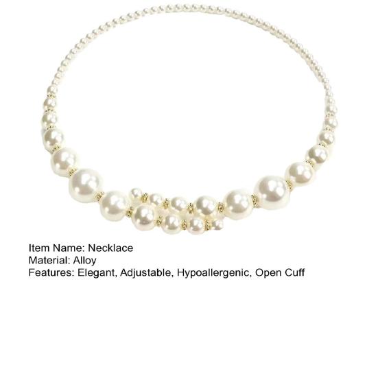 Naszyjnik Choker ze Sztucznych Pereł Damski Otwarty Choker Biała Okrągła Perła Grubszy Choker