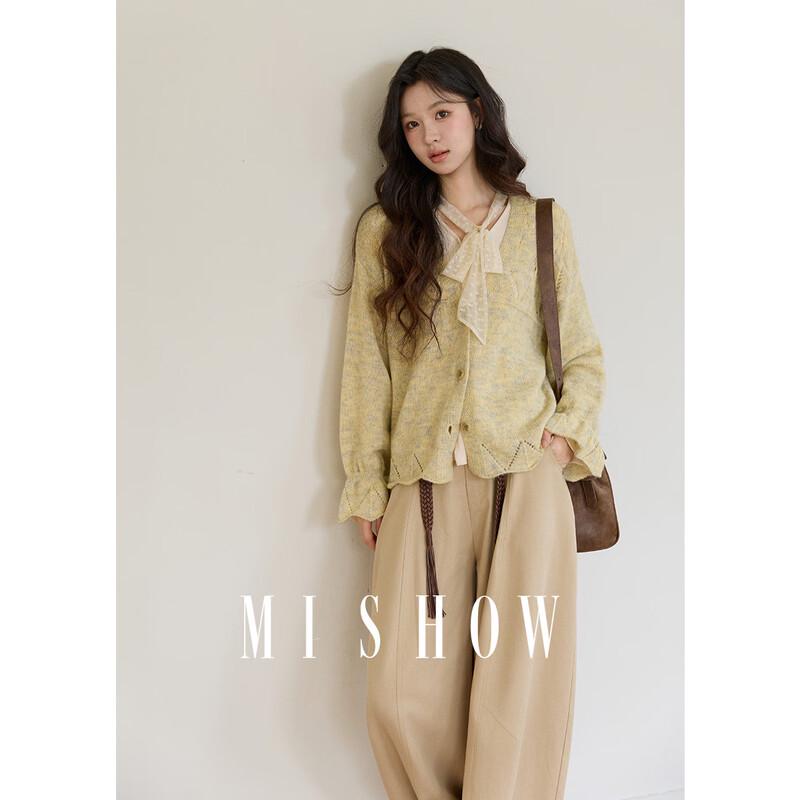 Mixiu Women s Diamond Pattern V-Neck Sweater M