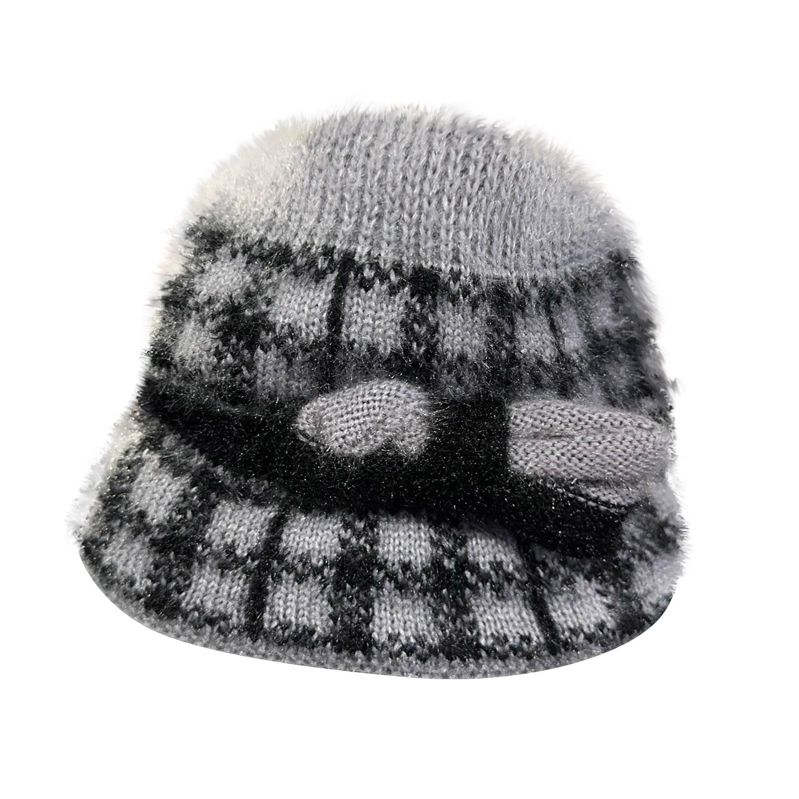 

Женская шерстяная шапка, утепленная, теплая, вязаная шапка с ушками One Size