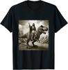 Vintage Jezus Jadący na Dinozaurze T-Rex Wierzący Chrześcijański T-shirt