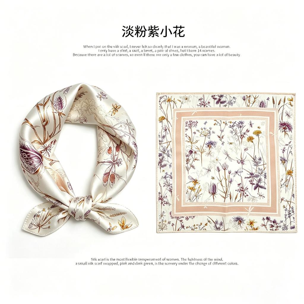 [111 Mulberry Silk] Spring and Autumn Versatile Colorful Scarf Small Scarf Silk Scarf 11cm Small Square Scarf Women