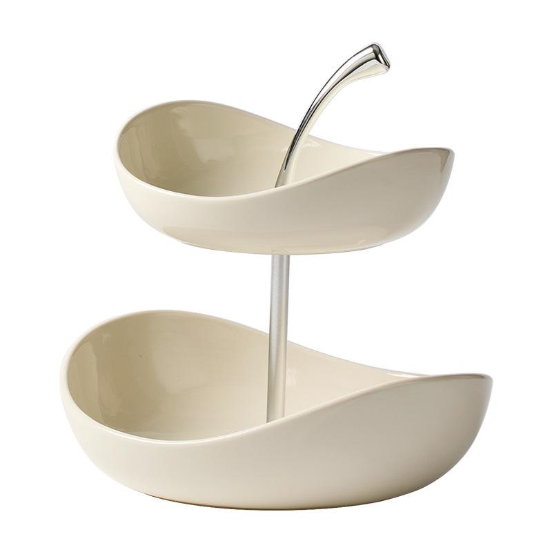 Diseño con Forma de Fruta Plato Decorativo de Fruta Encimeras Decorativas Lujo Ligero Gama Alta Cerámica Multicapa Plato de Fruta Hogar